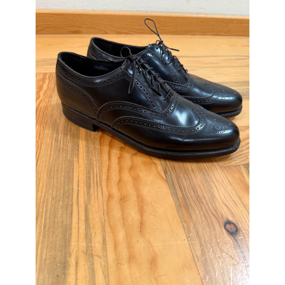 Vintage 80s Florsheim Harvard Wingtip Brogue Oxfords Dress Shoes 10 E3 ExtraWide